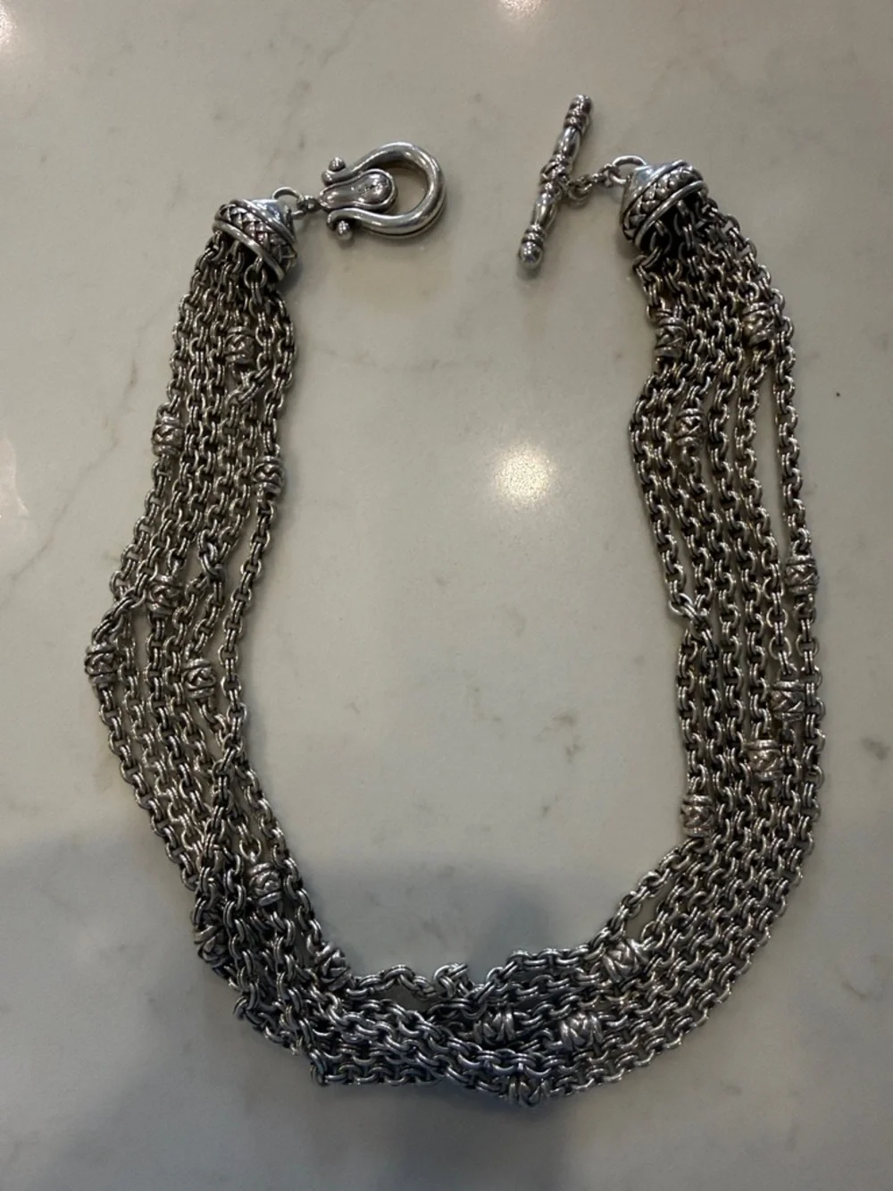 Scott Kay Sterling Multi-Strand Silver Toggle Necklace - Picture 1 of 4